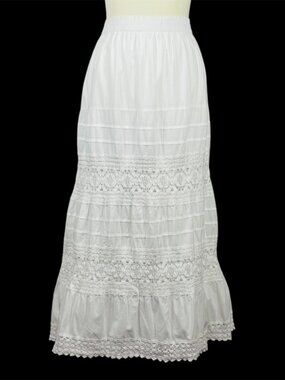 Studio West Apparel Midi Skirt Sz L Lace Tiered Victorian Boho Festival Cottage